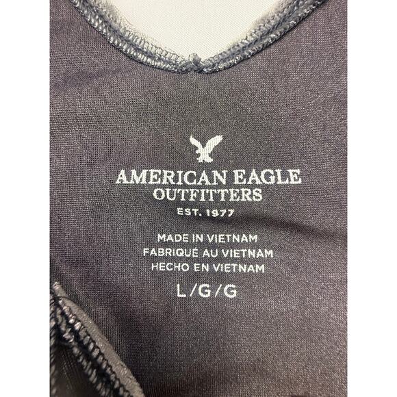 American Eagle Velvet Crushed Cami Tank Top Gray Black L - Picture 3 of 14